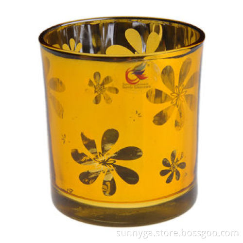 Electronic plating and larser carved glass candle holder